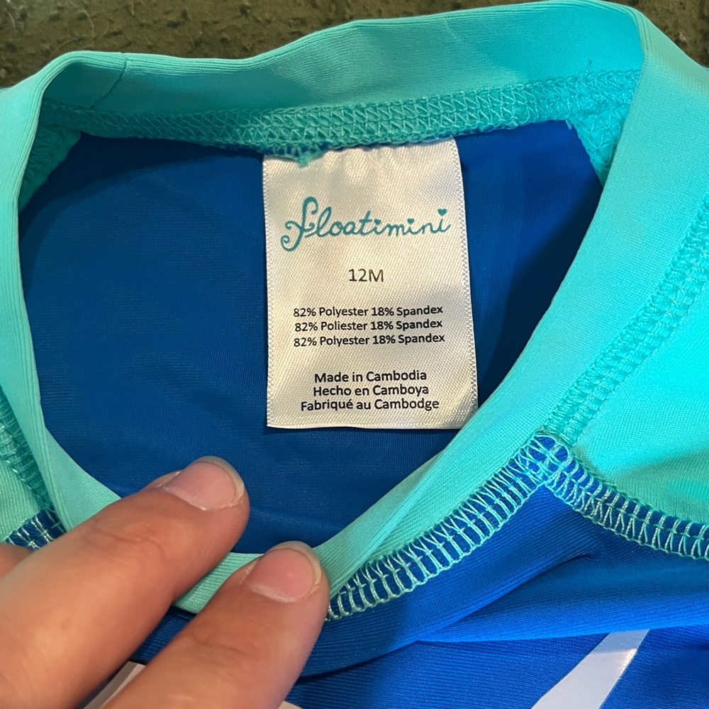 Floatimini Blue and Aqua Shark Rashguard Set - Picture 3 of 4